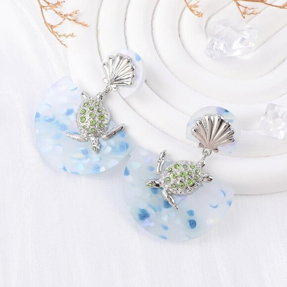 Dangle Gold Starfish Seahorse Drop Sea Shell Earrings for Women - Picture 4 of 5